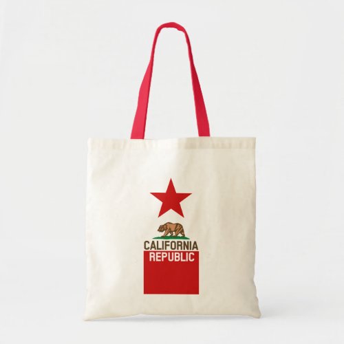 CALIFORNIA REPUBLIC State Flag Red Star Design Tote Bag