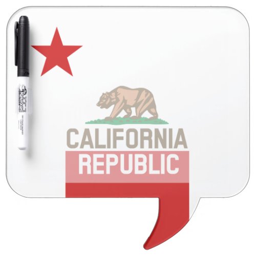 CALIFORNIA REPUBLIC State Flag Red Star Dry Erase Board