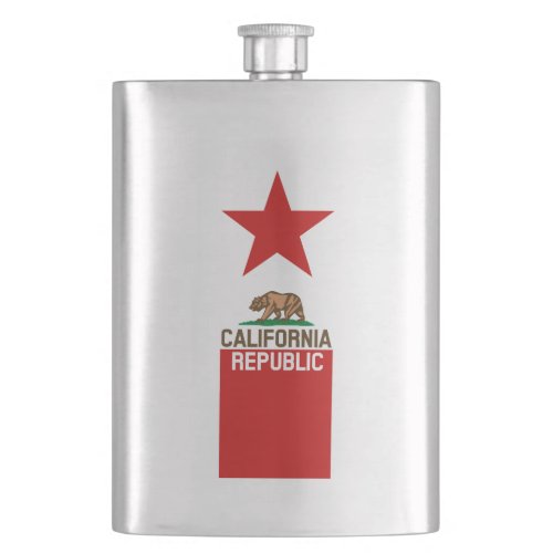 CALIFORNIA REPUBLIC State Flag Red Star Flask