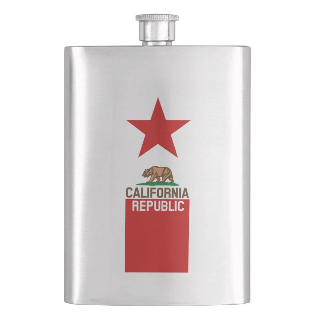 CALIFORNIA REPUBLIC State Flag Red Star Flask (Front)