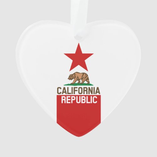 CALIFORNIA REPUBLIC State Flag Red Star Ornament