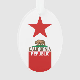 CALIFORNIA REPUBLIC State Flag Red Star Ornament
