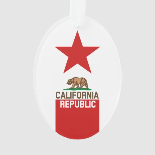 CALIFORNIA REPUBLIC State Flag Red Star Ornament