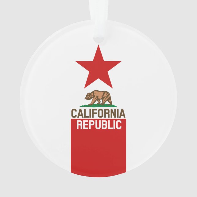 CALIFORNIA REPUBLIC State Flag Red Star Ornament (Back)