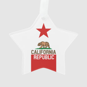 CALIFORNIA REPUBLIC State Flag Red Star Ornament
