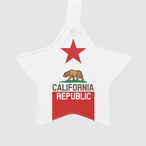 CALIFORNIA REPUBLIC State Flag Red Star Ornament