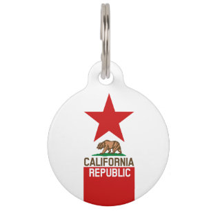 CALIFORNIA REPUBLIC State Flag Red Star Pet ID Tag
