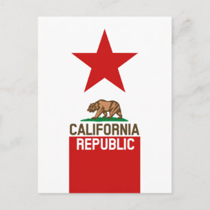 CALIFORNIA REPUBLIC State Flag Red Star Postcard