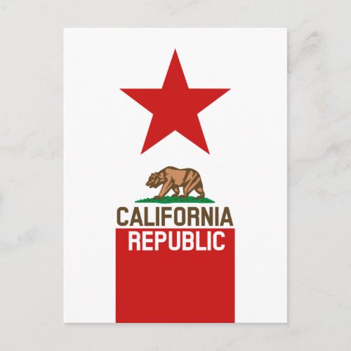 CALIFORNIA REPUBLIC State Flag Red Star Postcard