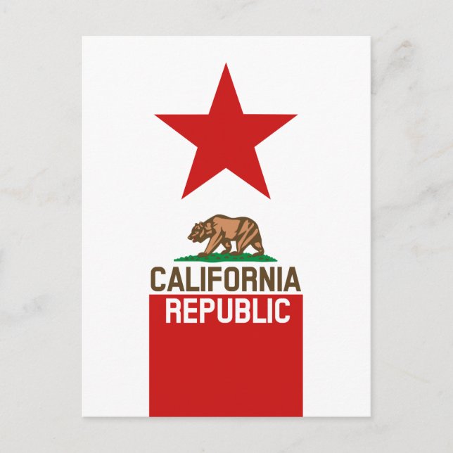 CALIFORNIA REPUBLIC State Flag Red Star Postcard (Front)
