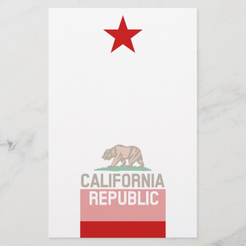 CALIFORNIA REPUBLIC State Flag Red Star Stationery