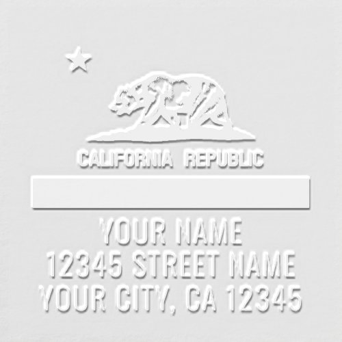 California Republic state flag return address Embosser
