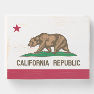 California Republic State Flag Rustic Wooden Box Sign