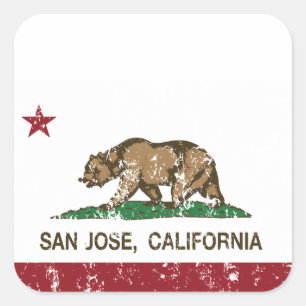 California republic state flag san jose square sticker
