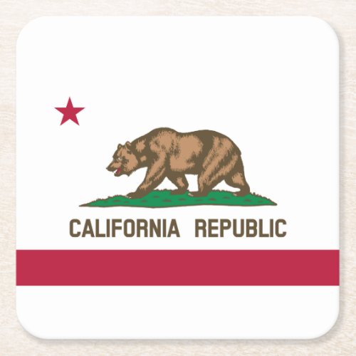 California Republic State Flag Square Paper Coaster