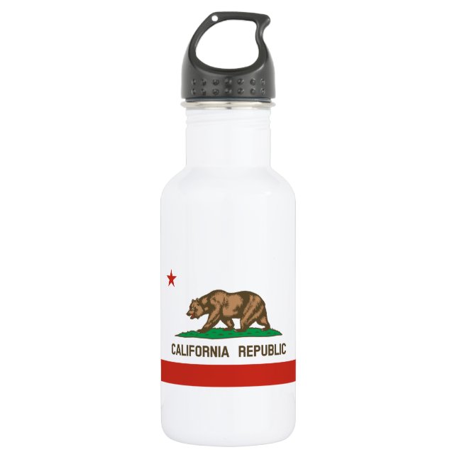 California Republic State Flag Stainless Steel Water Bottle (Front)