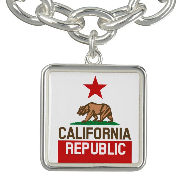 CALIFORNIA REPUBLIC State Flag Star Charm Bracelet (Design)