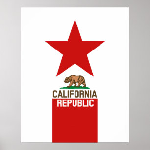 CALIFORNIA REPUBLIC State Flag Star Poster
