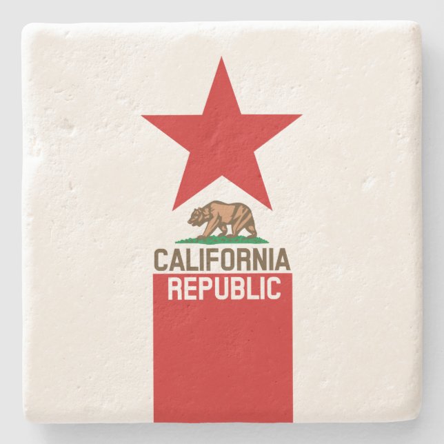 CALIFORNIA REPUBLIC State Flag Star Stone Coaster (Front)