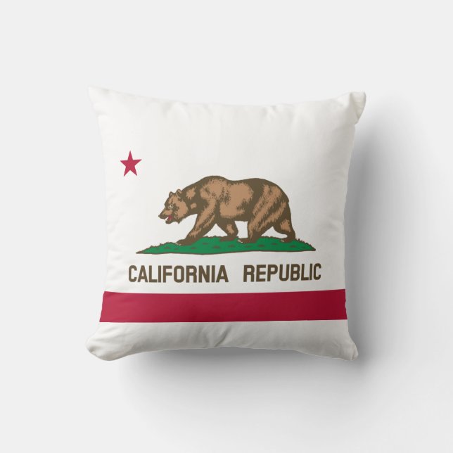 California Republic State Flag Throw Pillow (Front)
