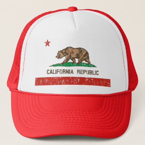 California Republic State Flag Trucker Hat faded