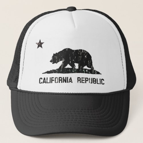California Republic State Flag Trucker Hat faded