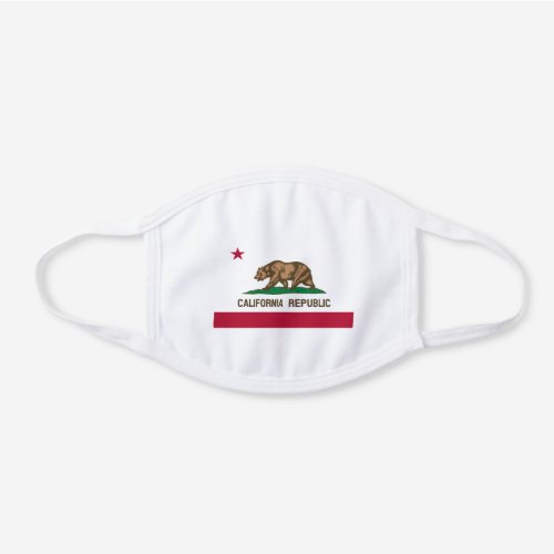 California Republic State Flag White Cotton Face Mask