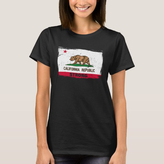 California Republic Strong Flag Cool CA Flags for  T-Shirt (Front)