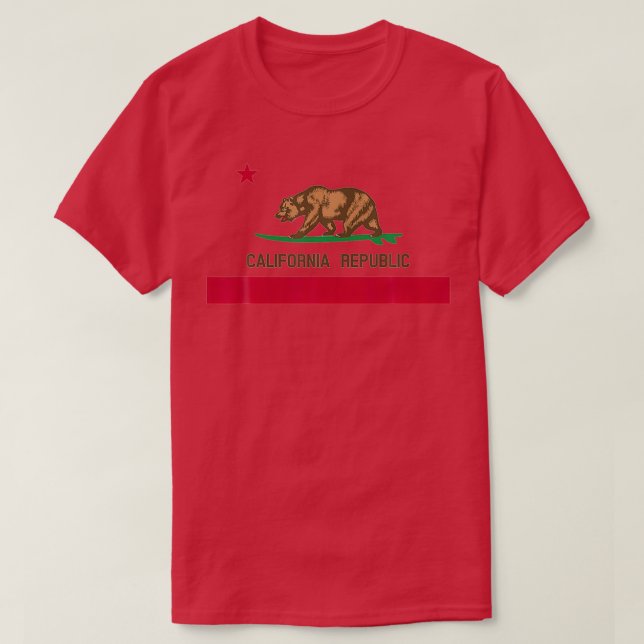 California Republic Surfing Bear State Flag T-Shirt (Design Front)