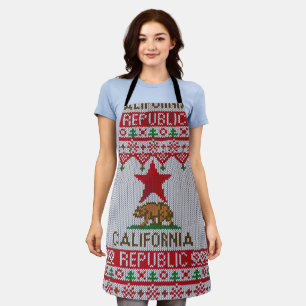 California Republic Ugly Christmas Sweater Style Apron