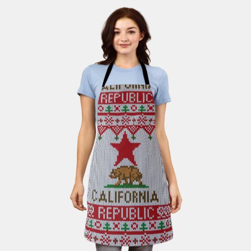 California Republic Ugly Christmas Sweater Style Apron
