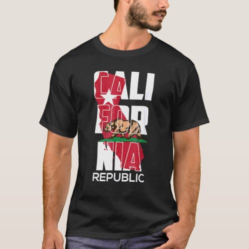 California  Republic Vintage USA Flag Bear Retro F T_Shirt