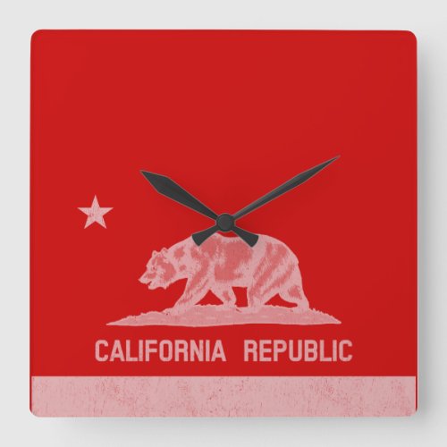 California Republic White Square Wall Clock