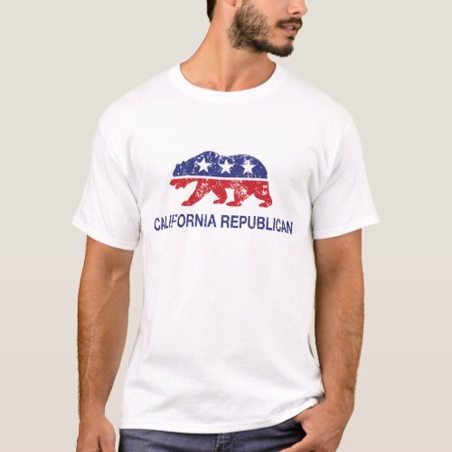 California Republican Bear Distressed T_Shirt
