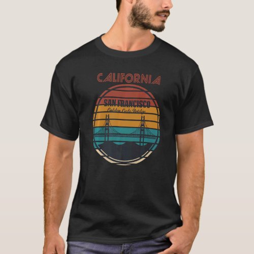 California Retro San Francisco Golden Gate Bridge T_Shirt
