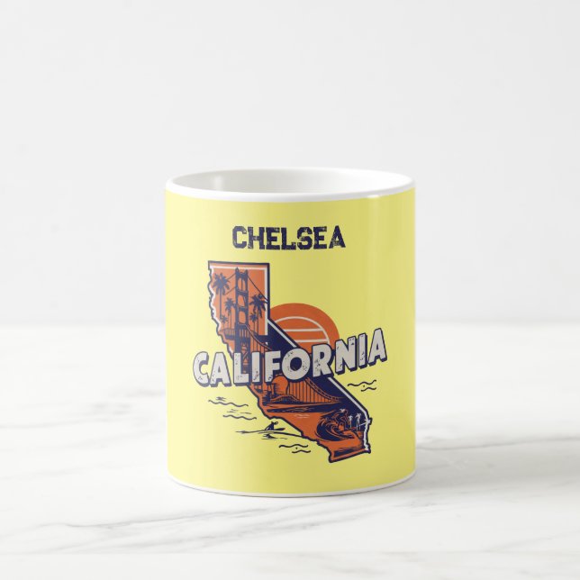 California Retro State Silhouette Personalized Coffee Mug (Center)
