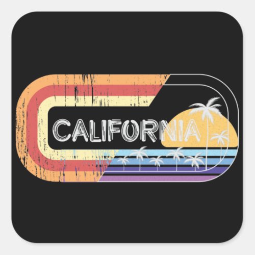 California Retro Streetwear Style Square Sticker