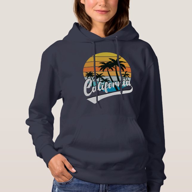 California Retro Sunset Navy Women's Hoodie (Front)