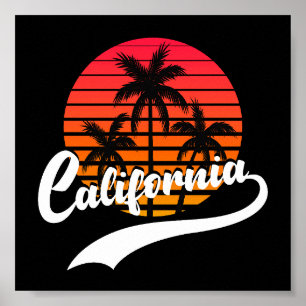 California Retro Sunset Poster
