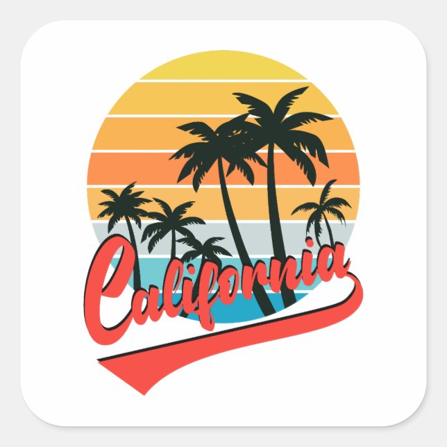 California Retro Sunset Sticker (Front)