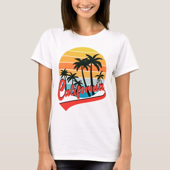 California Retro Sunset Women's White T-Shirt (Front)
