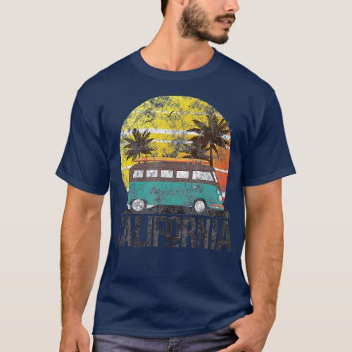 California Retro Surf Vintage Van Surfer Surfing T_Shirt