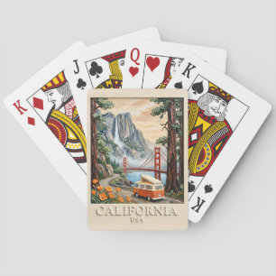 California Road Trip Vintage 3D Textured Landscape Poker Cards