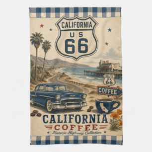 California Route 66 Americana Coffee Coast Kitchen Towel