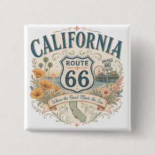California Route 66 Golden Coast Keepsake Button
