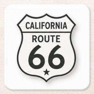 California Route 66 Retro White Shield Coaster