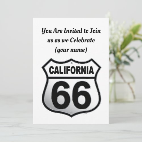 California Route 66 sign Invitation