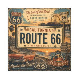 California Route 66 The Golden State Vintage Metal Print