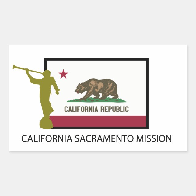 CALIFORNIA SACRAMENTO MISSION  LDS CTR RECTANGULAR STICKER (Front)