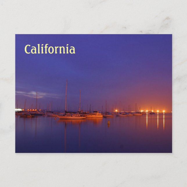 California sailboats in marina at dusk postcard (Front)